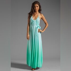 Woodleigh Vive maxi dress teal hombre open back